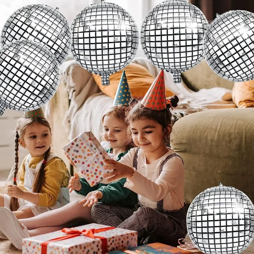 10-Pack 24inch 4D Large Round Aluminum Foil Balloons Self-sealing Disco Fever